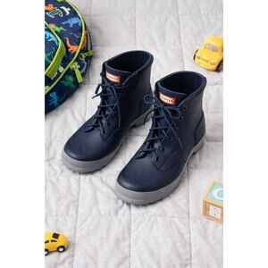 Hunter Kids Navy Lace Up Rain Boots Youth Size 3 Waterproof